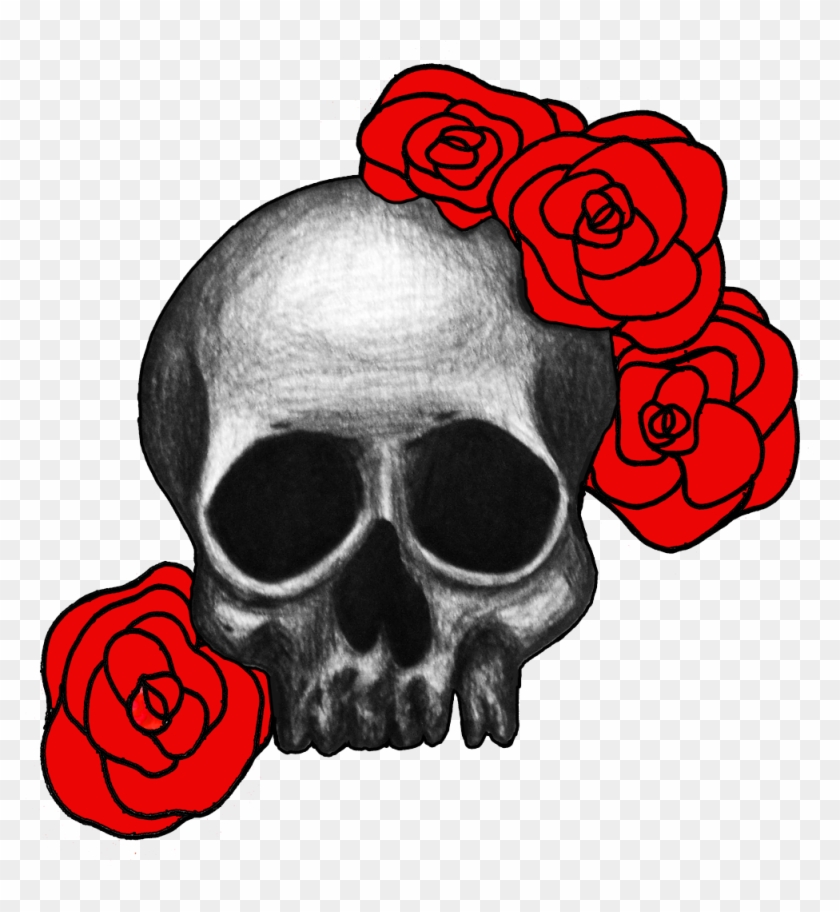 Skull And Roses Drawing At Getdrawings - Drawing Cool Rose Skull Clipart #1841617