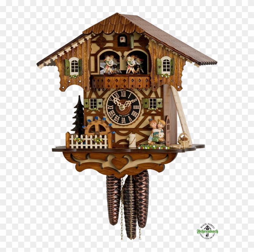 Cuckoo Clock 1 Day Chalet With Kissing Couple Hnes - Cuckoo Clock Clipart