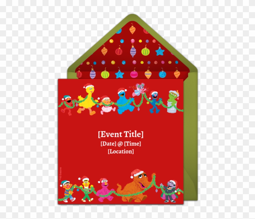 Sesame Street Christmas Online Invitation - Illustration Clipart