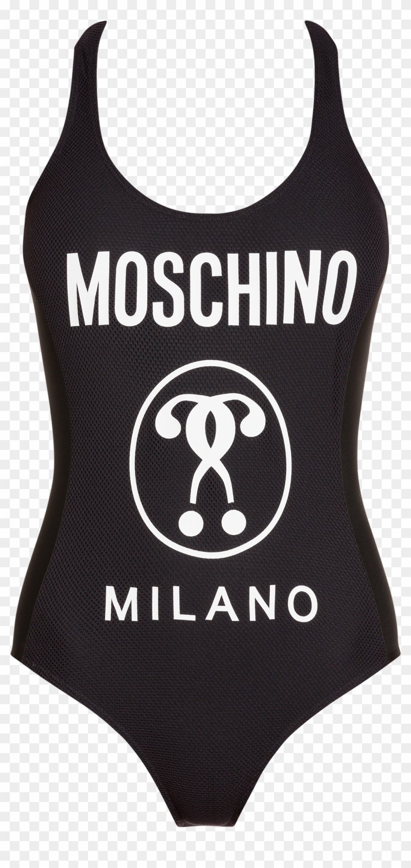 One-piece Swimsuit With Double Question Mark Logo And - Moschino Logo Clipart