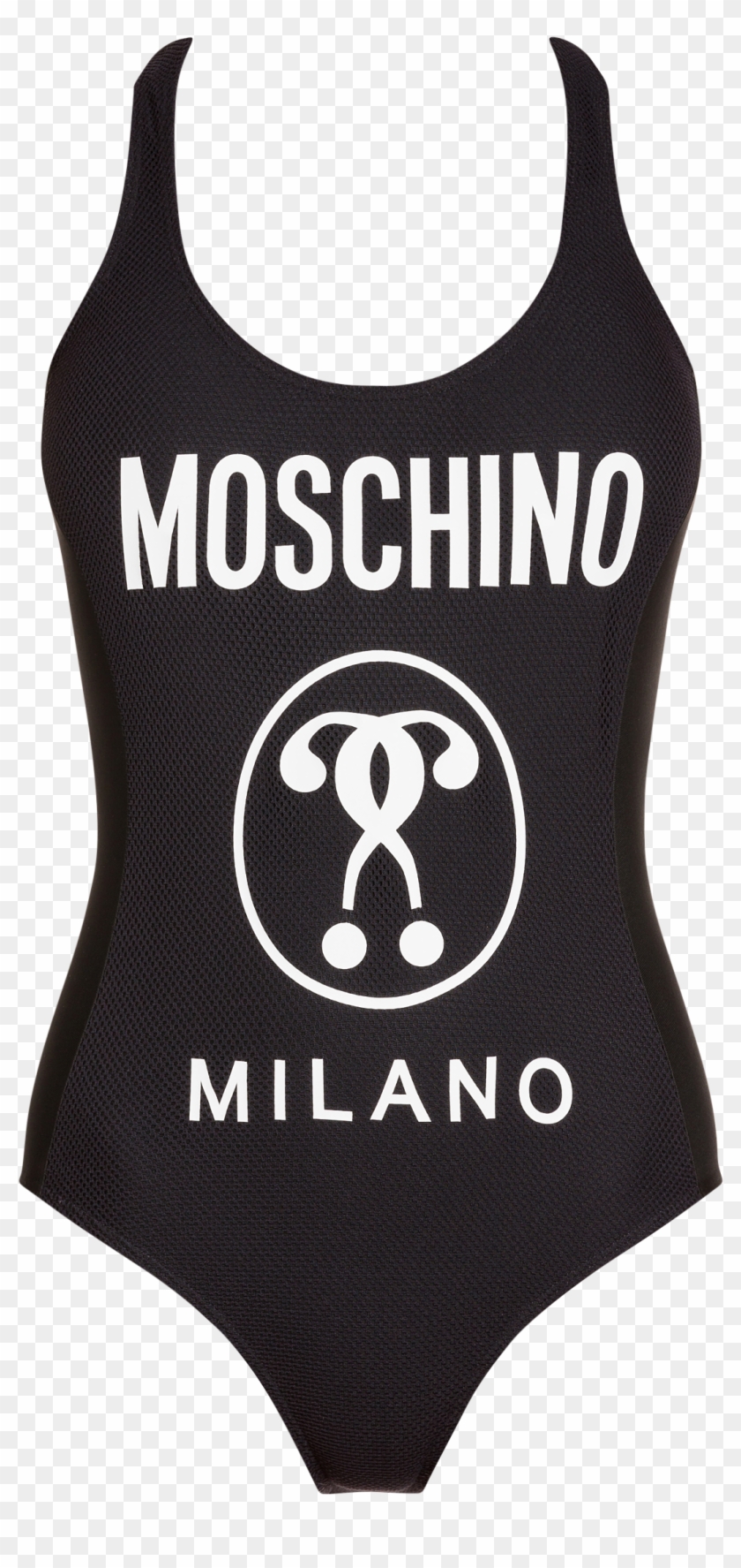 One-piece Swimsuit With Double Question Mark Logo And - Moschino Logo Clipart #1846567