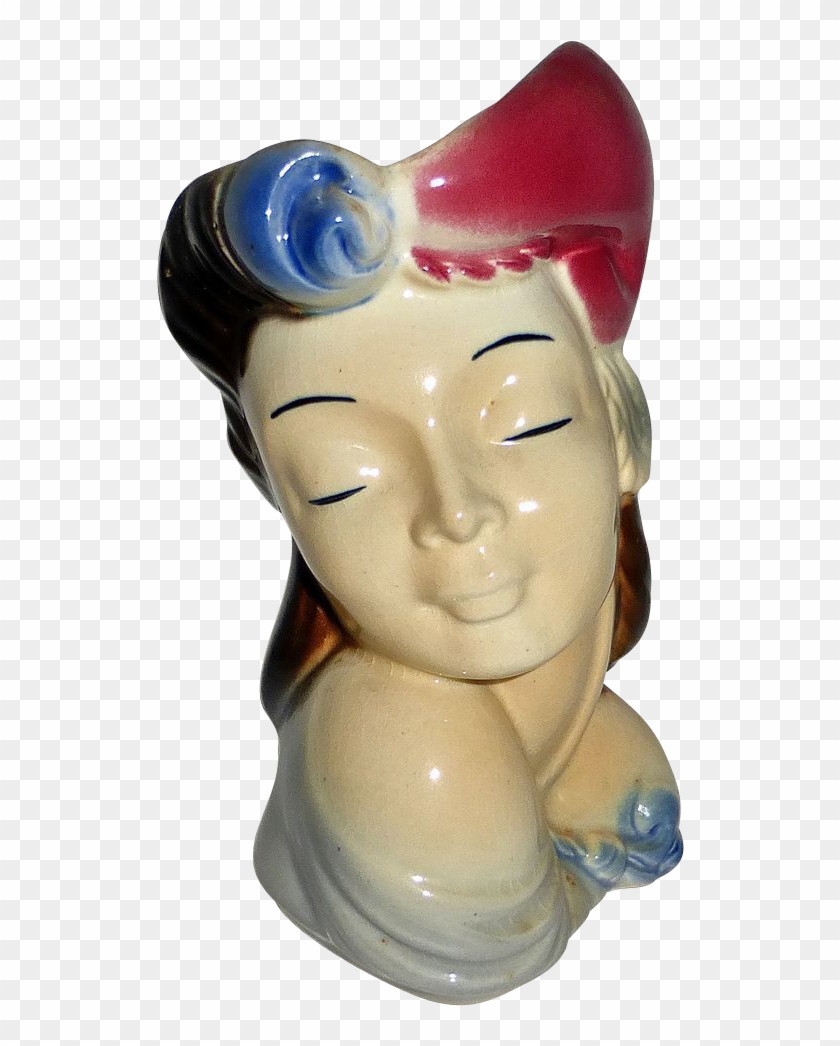 Royal Copley Glamour Girl Head Vase Wall Pocket Closed - Figurine Clipart #1847949