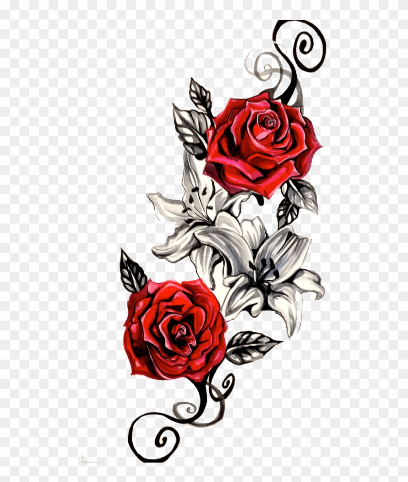 Tattoo Design Transparent - Rose Tattoo Png Clipart #1848945