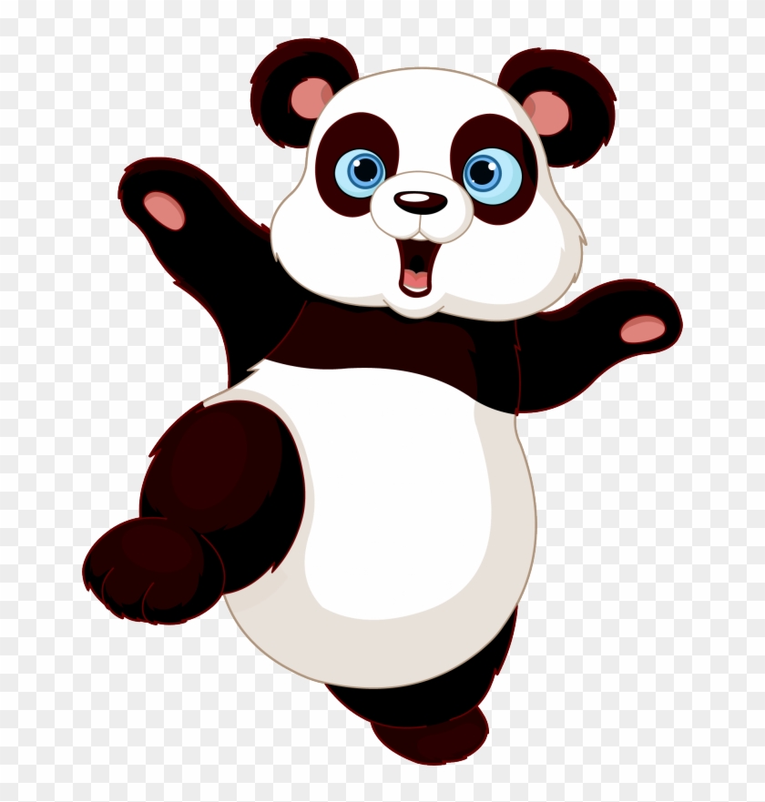 Panda Dancer Stickers Cute Cartoon Holding Blank - Cute Panda Clipart - Png Download