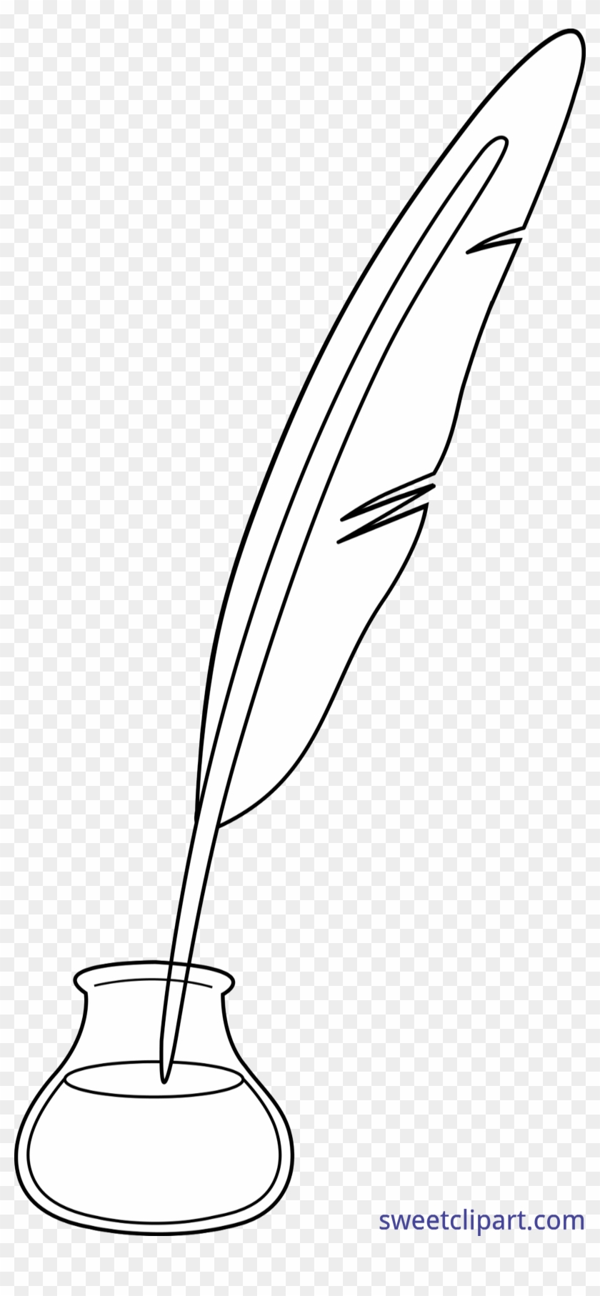 Ink Clipart Black And White - White Feather Pen Clipart - Png Download