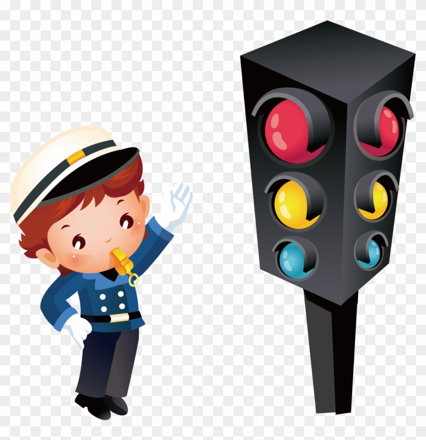 Clip Art Black And White Traffic Burglar Transprent - Traffic Light And Police Clipart - Png Download #1851092