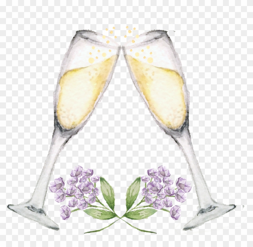 Champagne Glasses Flowers Clipart #1851720