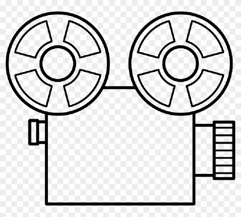 Drawn Camera Old Film Projector - Film Camera Drawing Easy Clipart #1854692