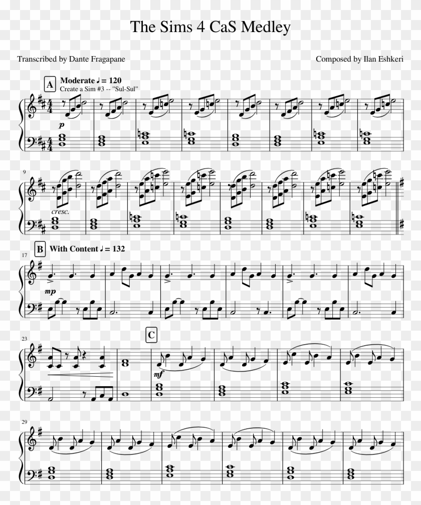 The Sims 4 - Sims 4 Theme Piano Sheet Music Clipart #1856192