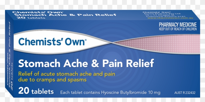 Chemists' Own Stomach Ache & Pain Relief Tablets - Household Supply Clipart #1856325