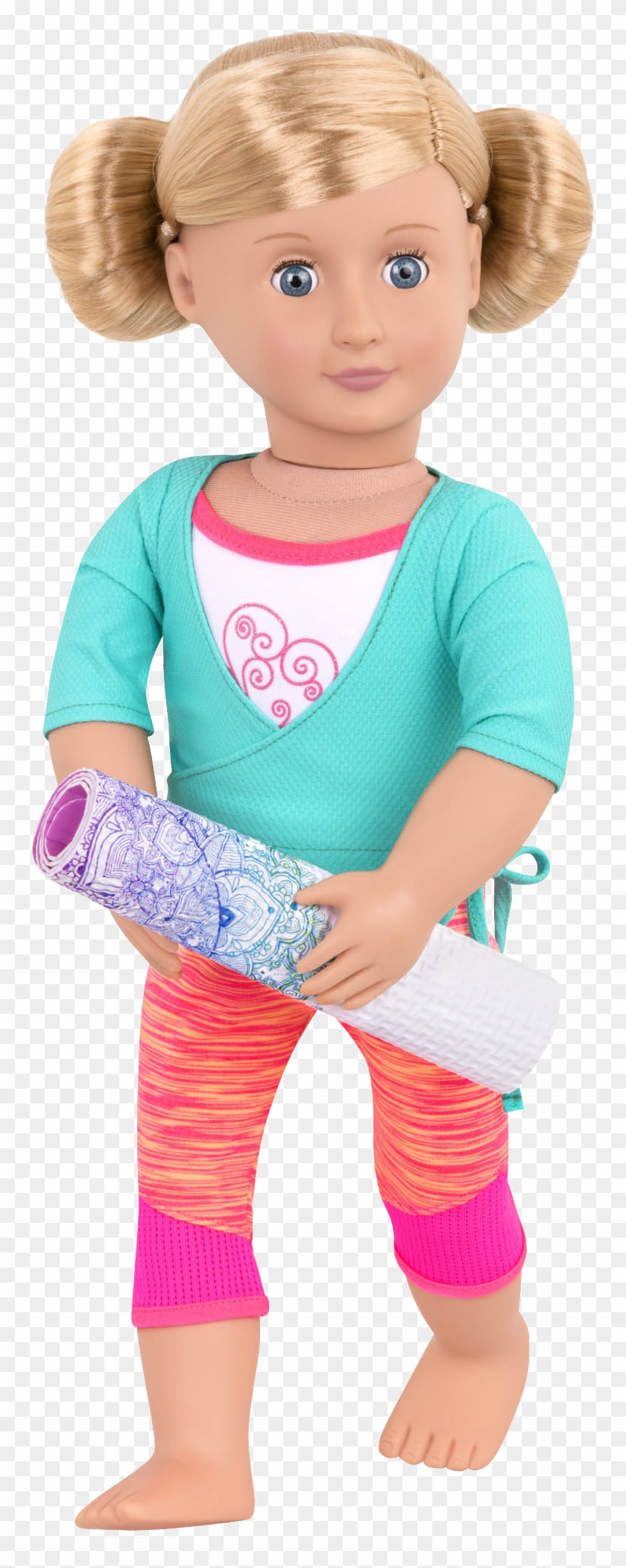 Happy Sun Salute Yoga Outfit Katelyn Holding Mat - Our Generation Clipart
