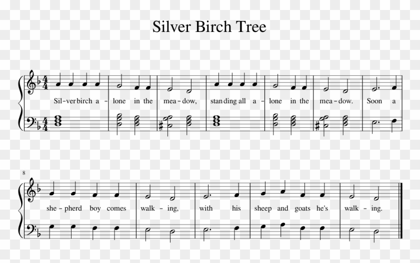 Silver Birch Tree Music Sheet Clipart
