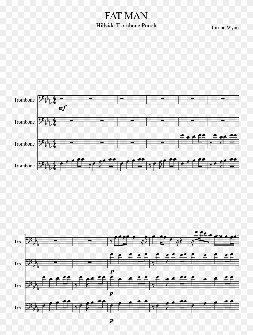 Fat Man Sheet Music Composed By Torrian Wynn 1 Of 3 - Skyrim Theme Trombone Sheet Music Clipart #1862127