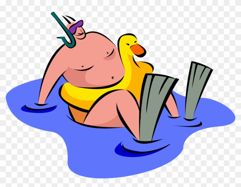 Vector Illustration Of Overweight Obese Fat Man At - Man On Beach Cartoon Png Clipart #1862291