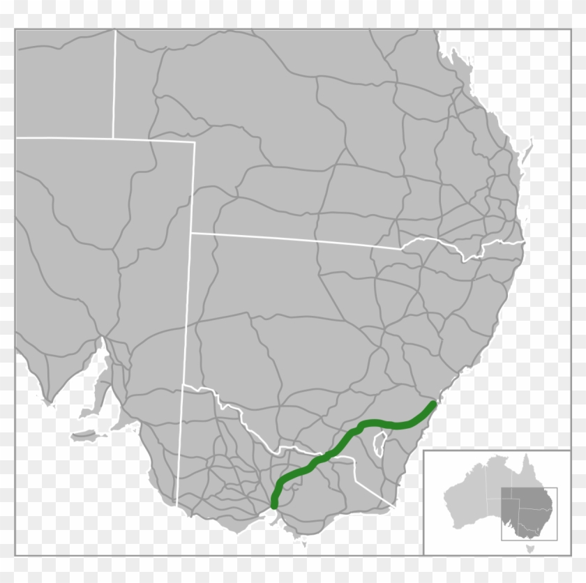 Snowy Mountains Location On A Map Clipart #1863268