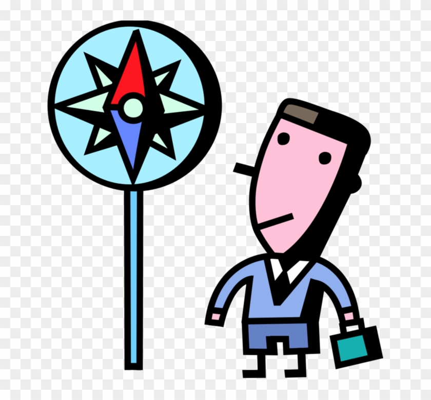 Vector Illustration Of Businessman Stands With Large Clipart #1865004