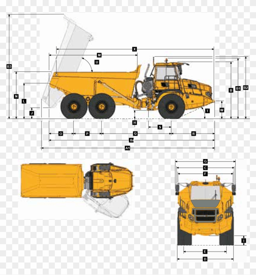 Bell B25e Articulated Truck Dimensions Clipart #1866676