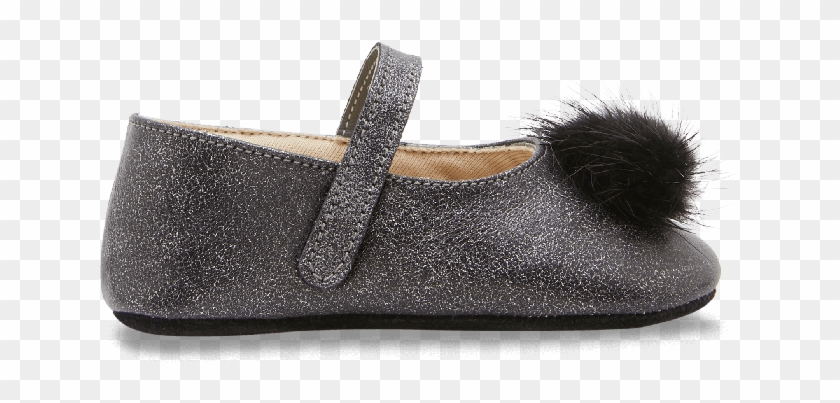 Black Metallic Pompom Ballet Flats - Ballet Flat Clipart