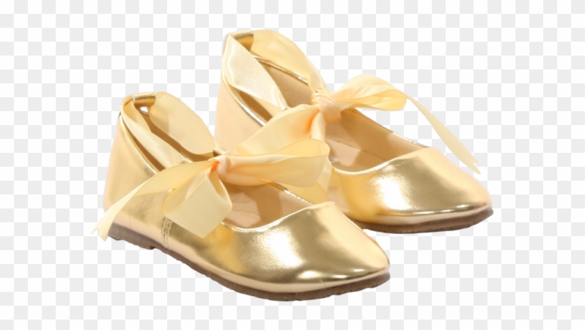 Gold Ballet Flats Girls Dress Shoes With Grosgrain - Ballet Flat Clipart #1867406