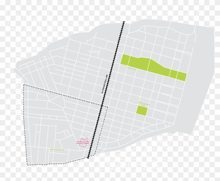 Rail Line Bisects The City - Map Clipart