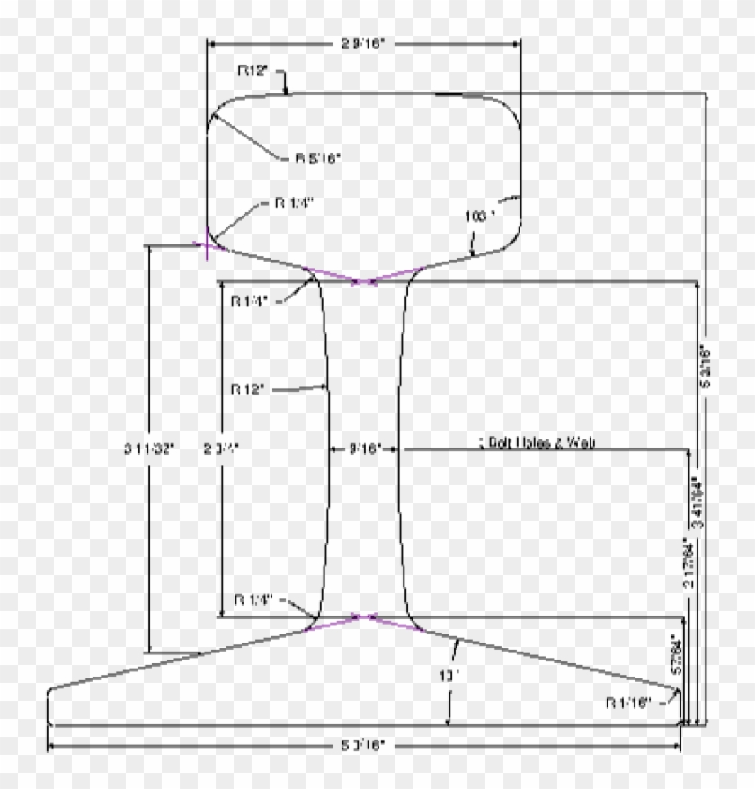 85 Lb Asce Rail Profile Sketch Clipart #1868328