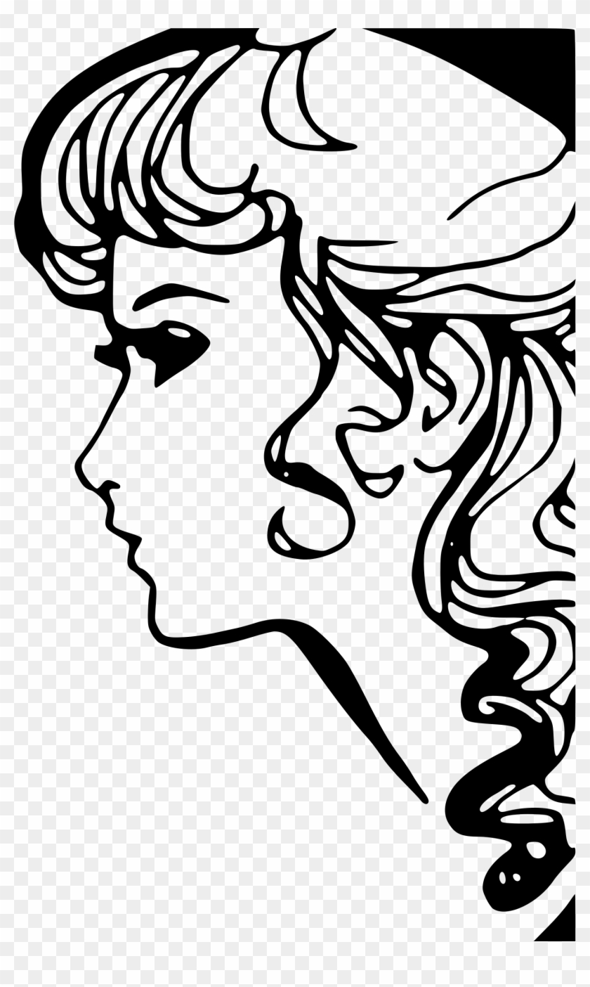 This Free Icons Png Design Of Pretty Face Stamp - Lady Face Line Art Png Clipart #1868378