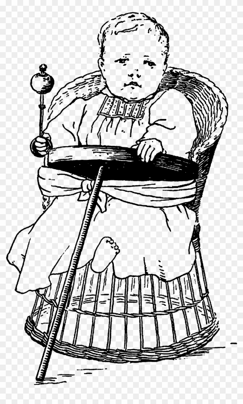 Baby Download Rattle Vintage Illustration - Sitting Clipart #1869129