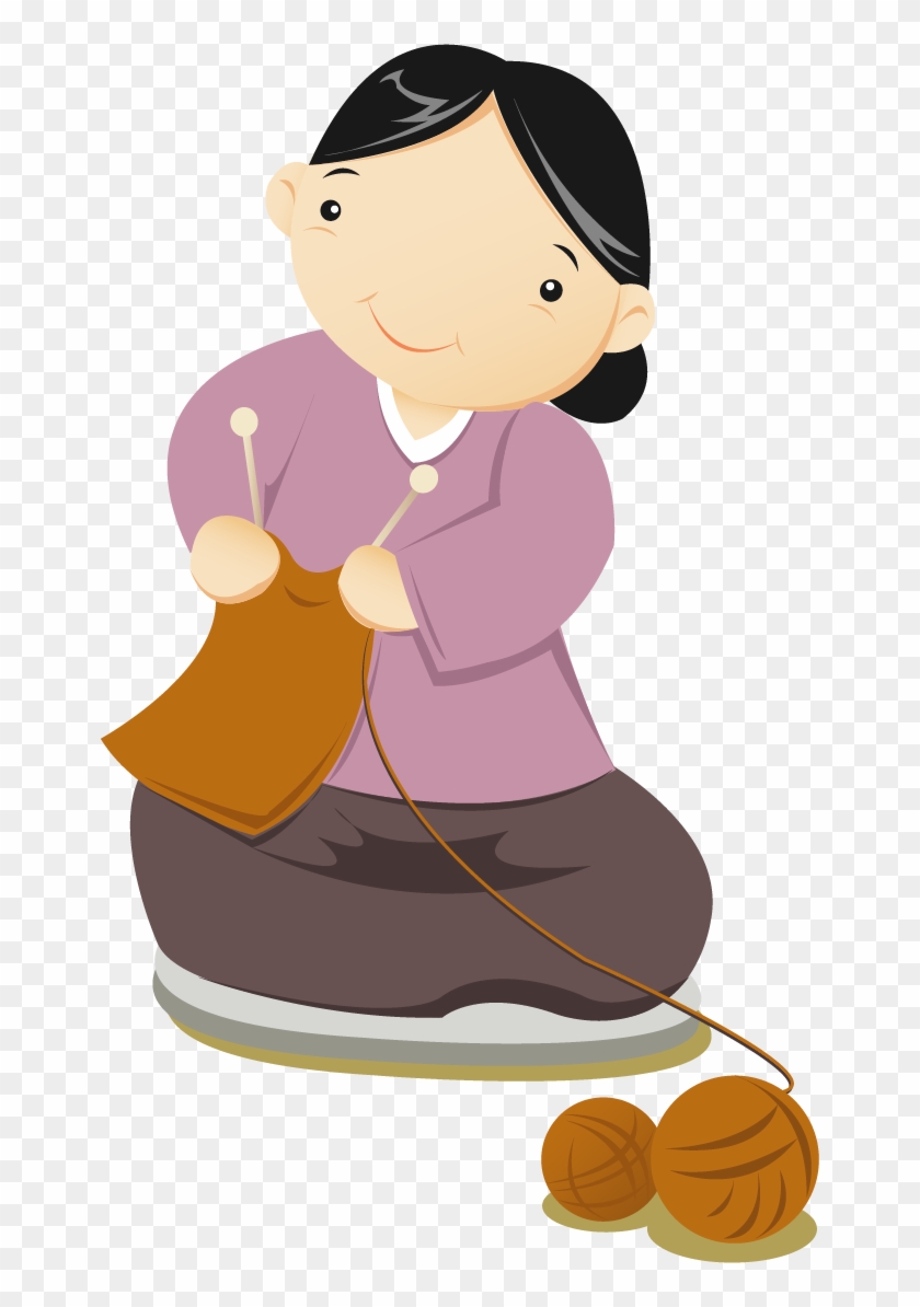 Women Vector Knitting Vecteur Hand-painted Free Download - Dibujos De Mujeres Tejiendo Clipart