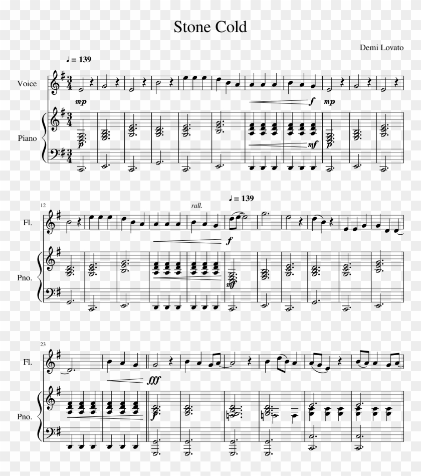 Stone Cold ~ Demi Lovato - Cake By The Ocean Trumpet Sheet Music Clipart