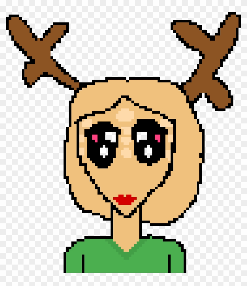 Girl With Deer Antlers - Cartoon Clipart
