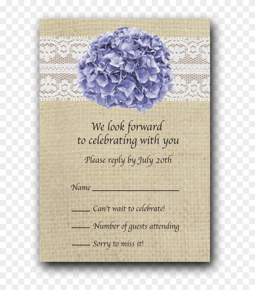 Burlap, Lace & Hydrangea Invitation Clipart