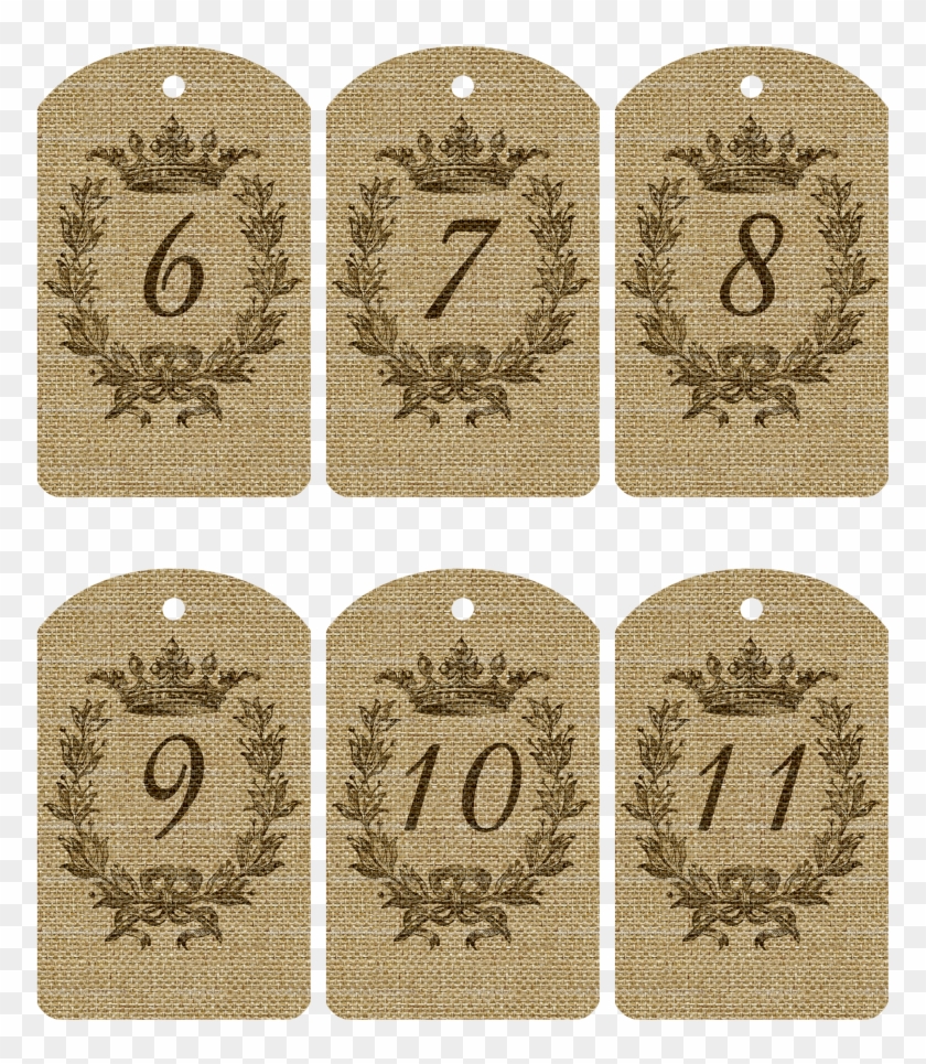Free Printable Burlap Number Tags 1-20 Clipart