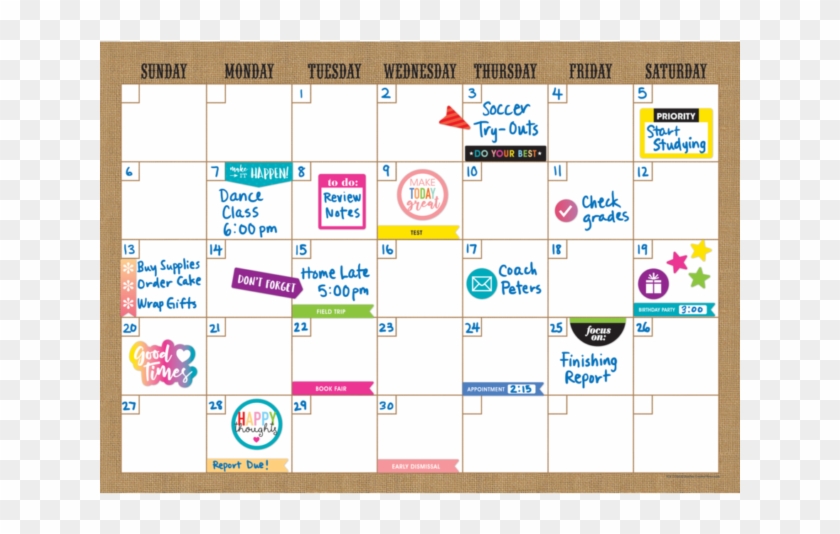 Clingy Thingies Burlap Calendar Set - Dry Erase Calendar Clipart