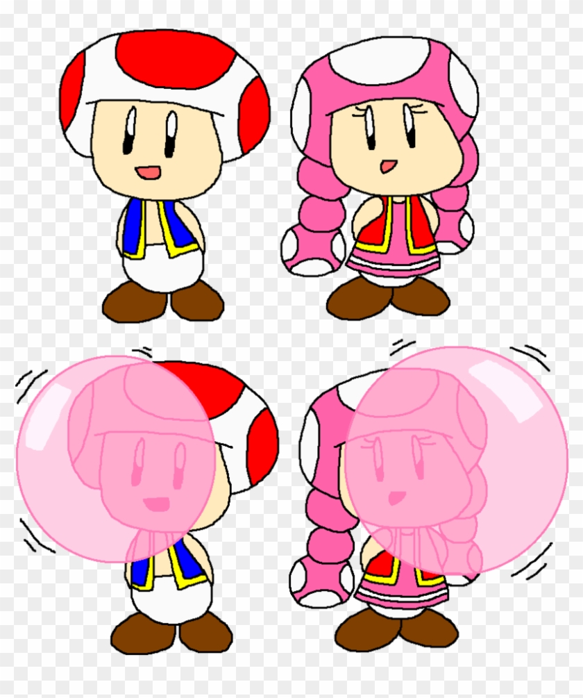 Toad And Toadette Normal And Bubble Gum By Pokegirlrules - Toad And Toadette Bubblegum Clipart