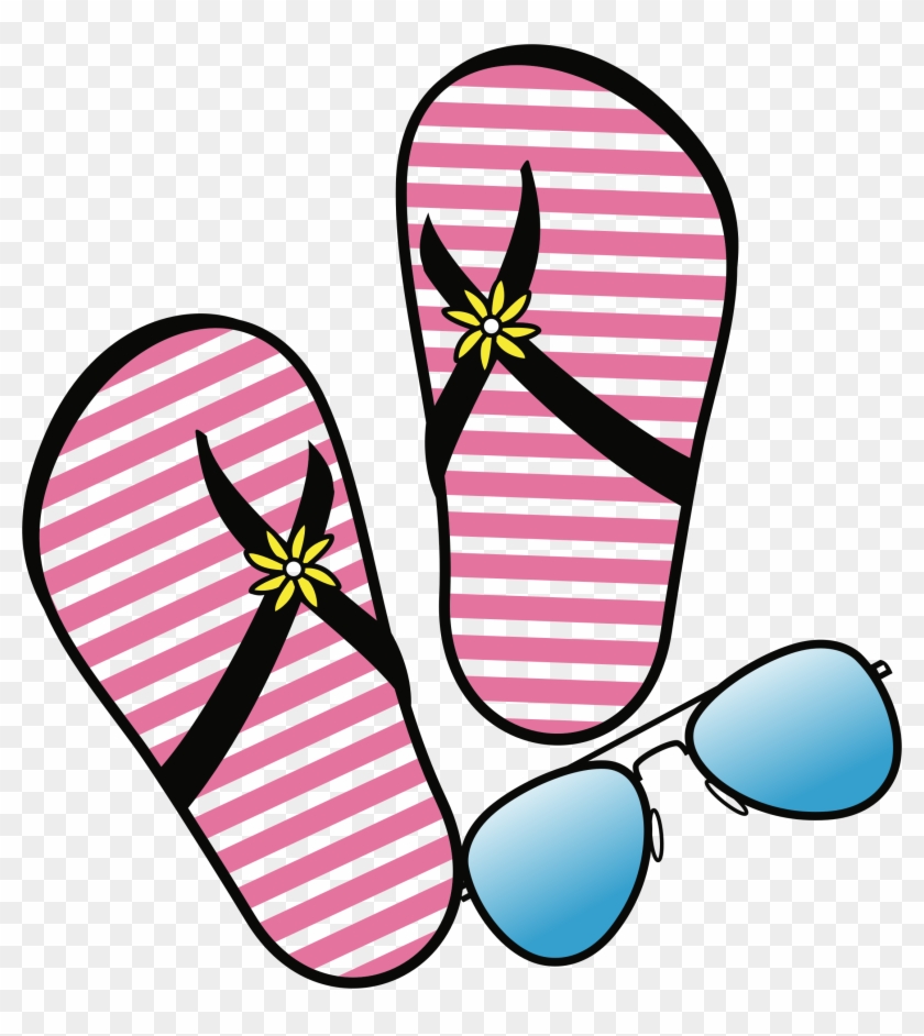 Big Image - Flipflops And Sunglasses Clipart - Png Download
