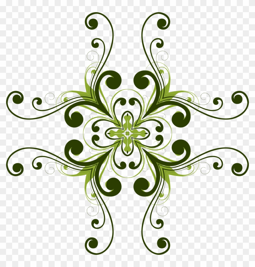 Flourish Flower Design 2 Clipart Black And White Stock - Png Download