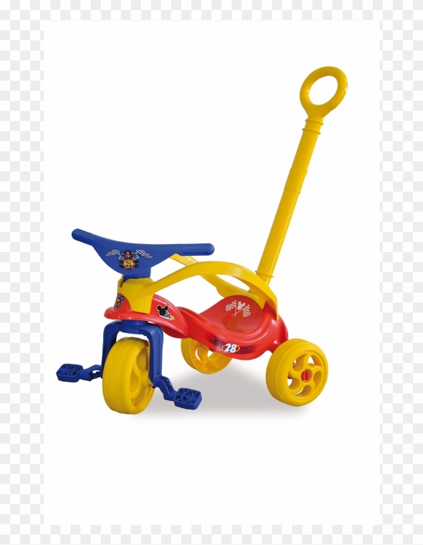 Mickey Tricycle With Pusher And Protection Clipart