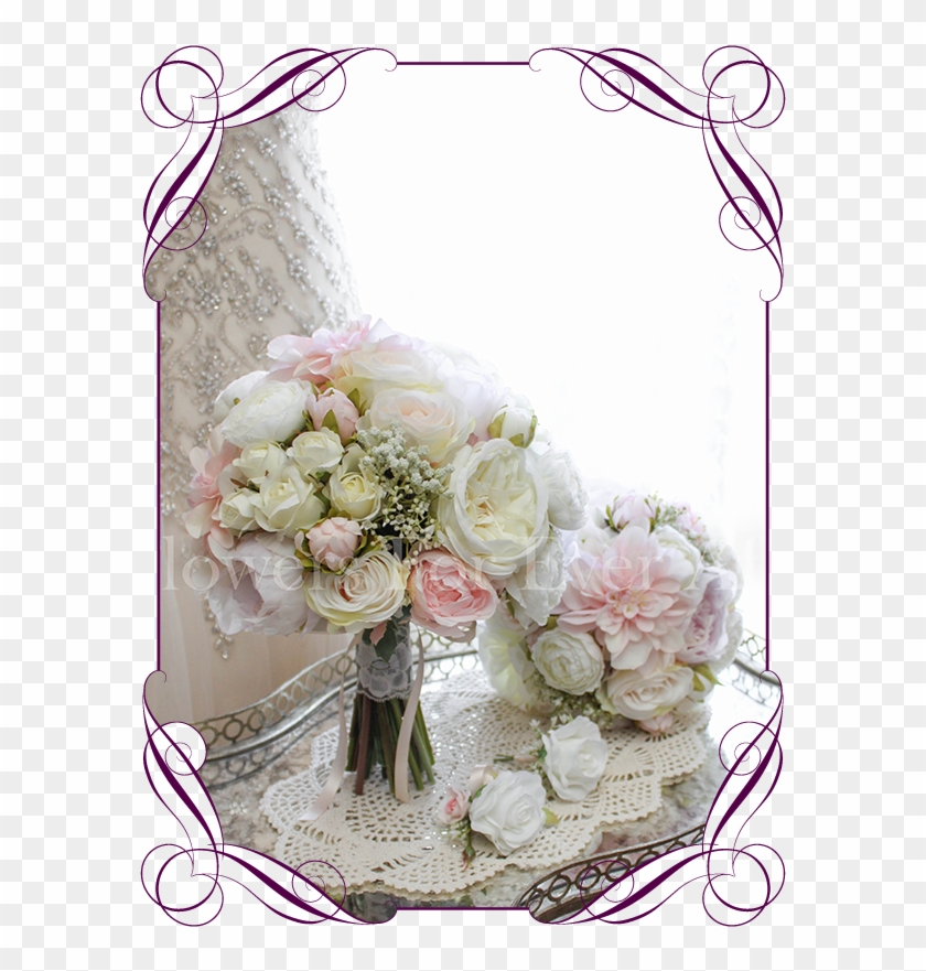 An Elegant And Romantic Silk Artificial Wedding Bridal - Artificial White Roses Wedding Bouquet Clipart #1877957