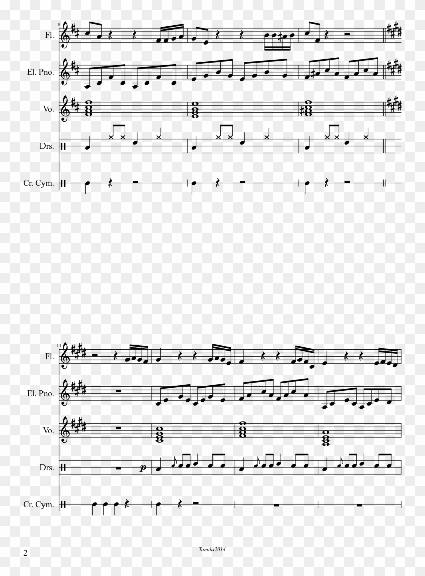 Rose Petals Falling Sheet Music Composed By By Tamila - Medli's Theme Sheet Music Clipart