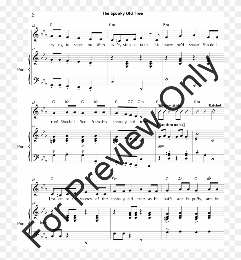 Click To Expand The Spooky Old Tree Thumbnail - Sheet Music Clipart #1879572