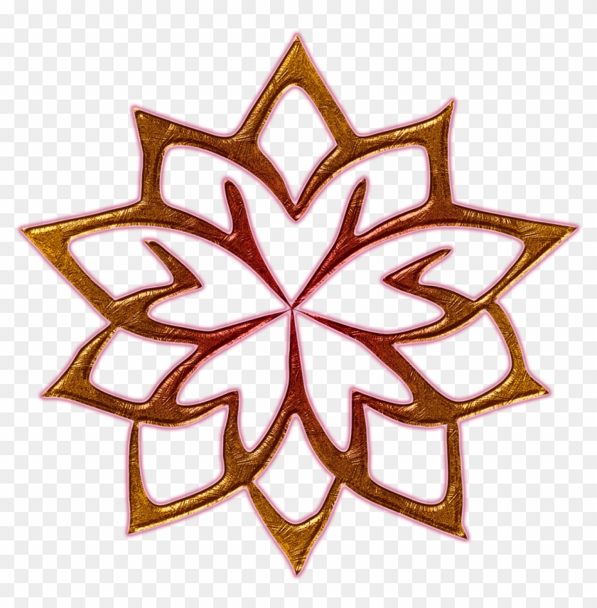 Abstract Shape Outline Floral Gold Clipart