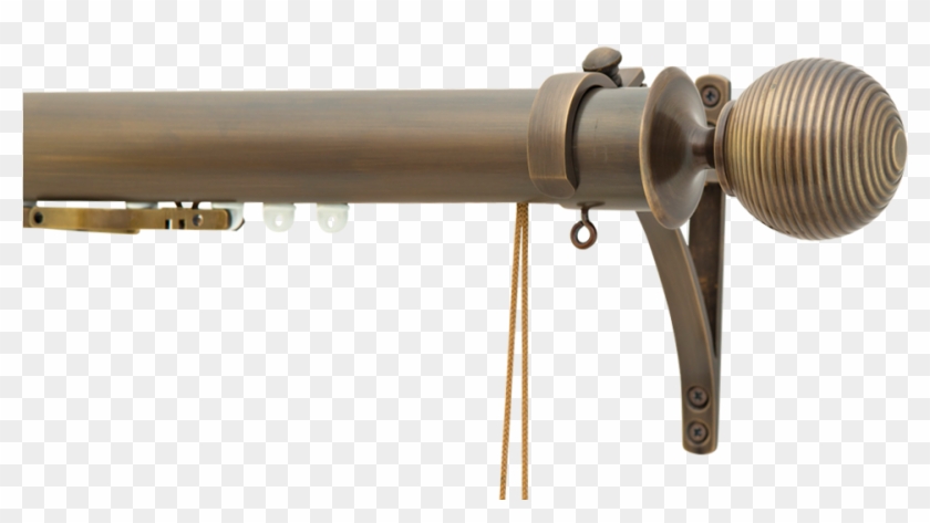 Antique Brass Corded Railway Curtain Pole With Ribbed Clipart #1883818