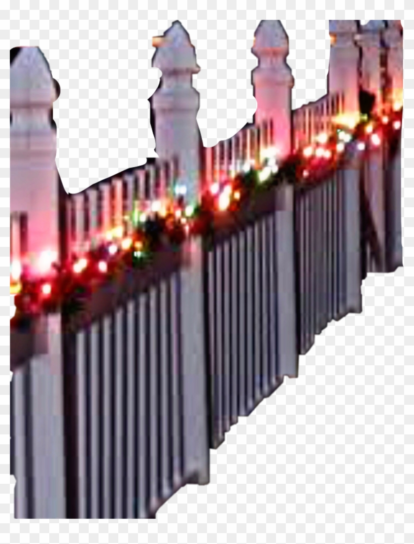 #fence #picketfence #white #christmaslights #lights - Picket Fence Clipart