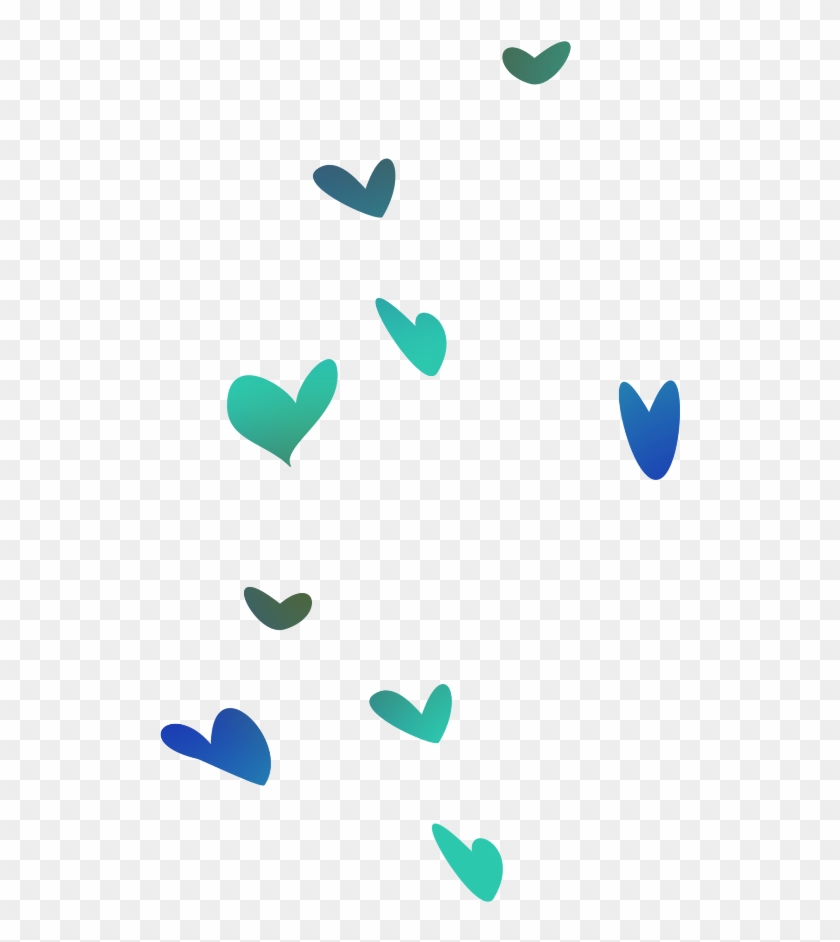 Mq Green Blue Heart Falling Hearts - Heart Clipart