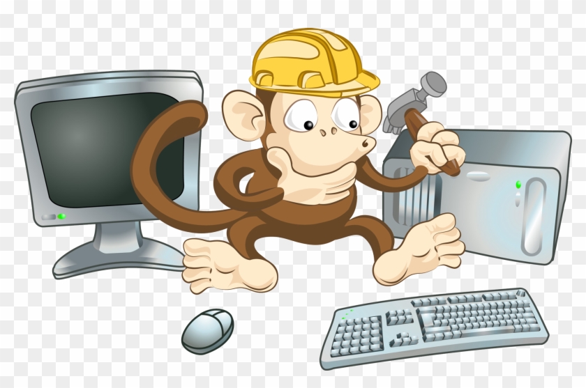 The Pensive Gorilla With - Build A Computer Cartoon Clipart