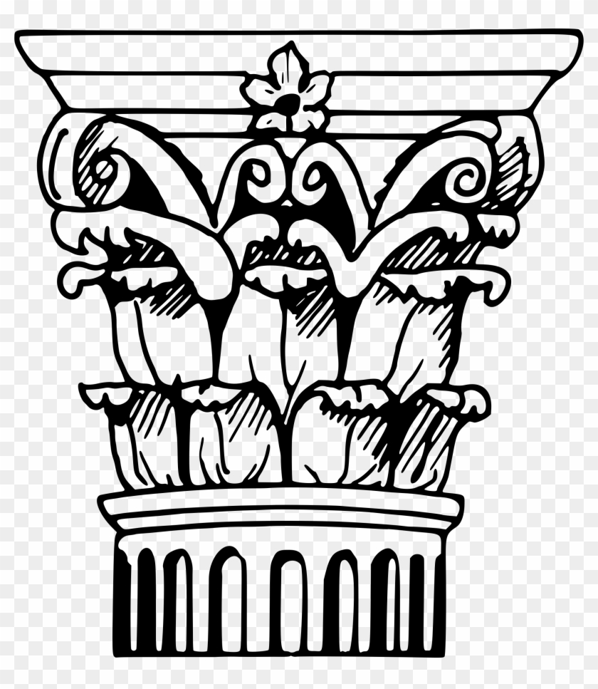 Columns Clipart Drawn - Corinthian Column Drawing Easy - Png Download