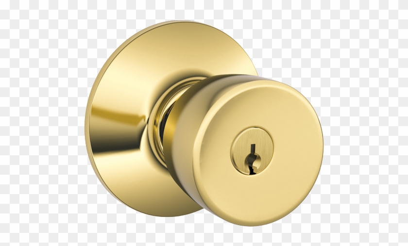 Byron Bright Brass Keyed Entry Door Knob - Door Knob Png Transparent Clipart #1886385