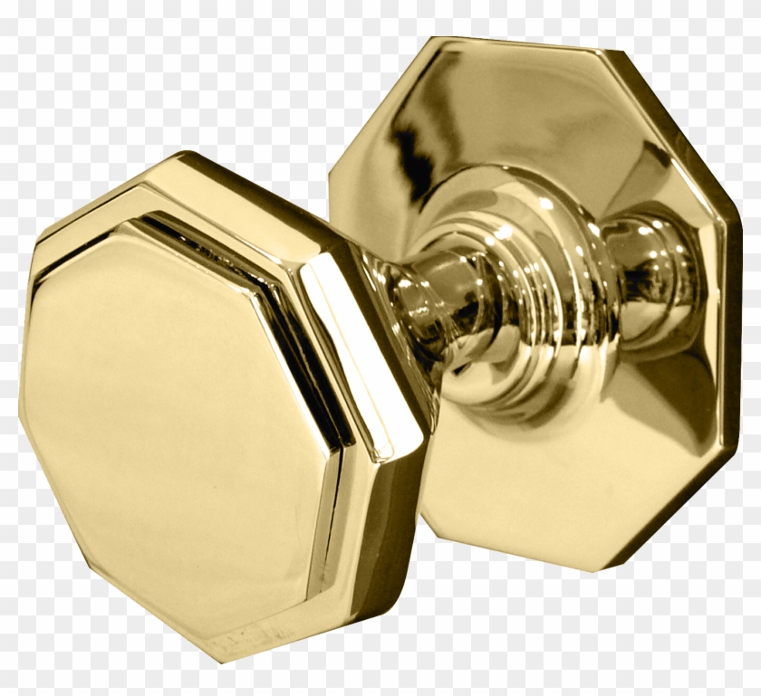Hexagonal Flat Center Door Knob Polished Brass - Hexagonal Door Knob Clipart
