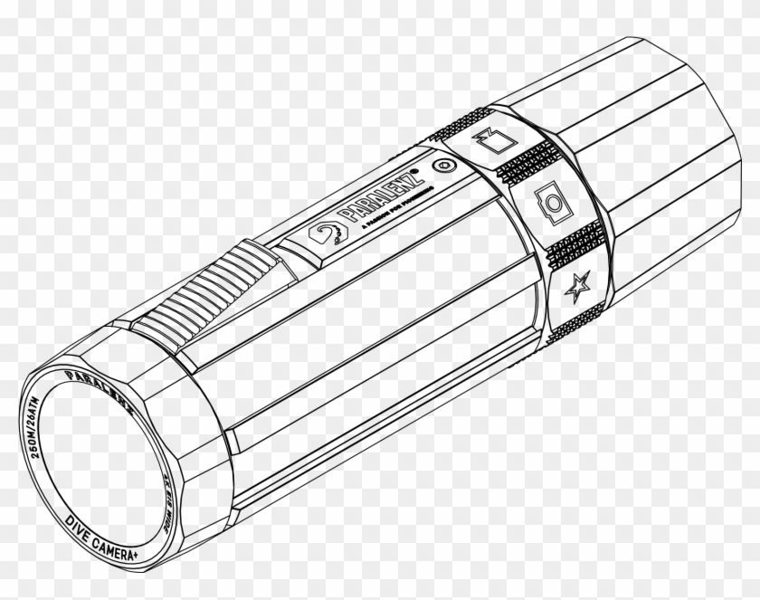 Paralenz Dive Camera Illustration - Technical Drawing Clipart