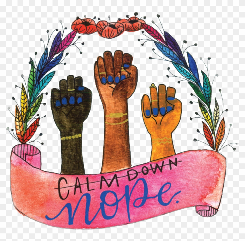 Image Of 3 Raised Closed Fists Of Diverse Shades With Clipart #1887543